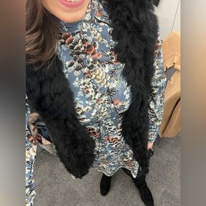 Winter Floral Long Sleeve Dress size L